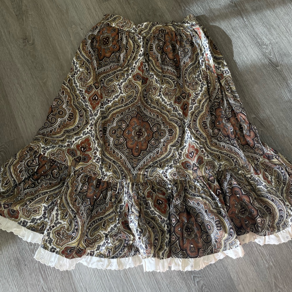 Vintage 1970s Country Western Flowey Skirt